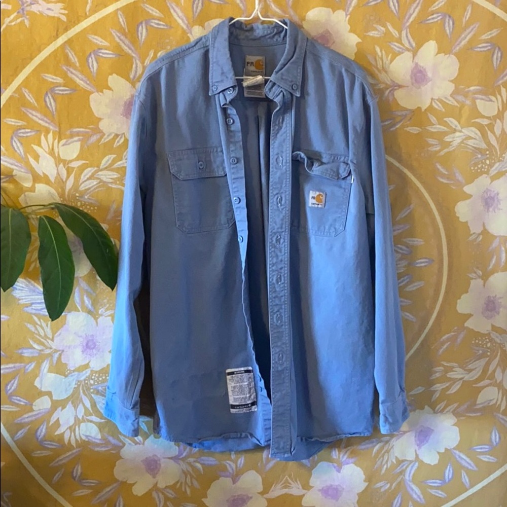 Men’s carhartt blue button up size medium